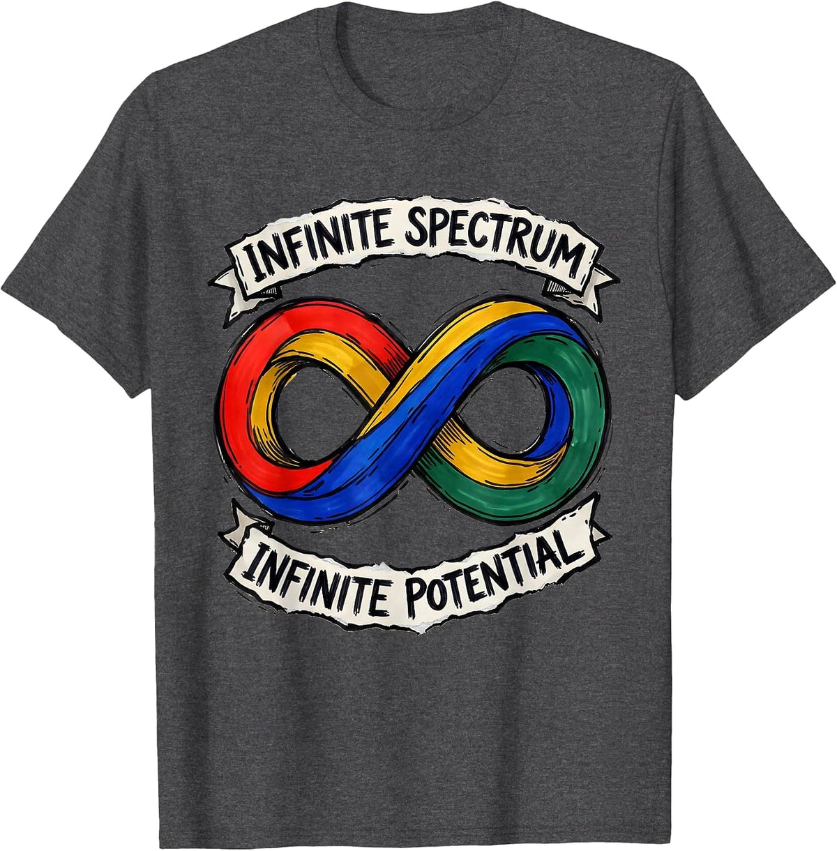 Men's Infinite Spectrum Infinite Potential Autism Design T-Shirt - Dark Heather Grey