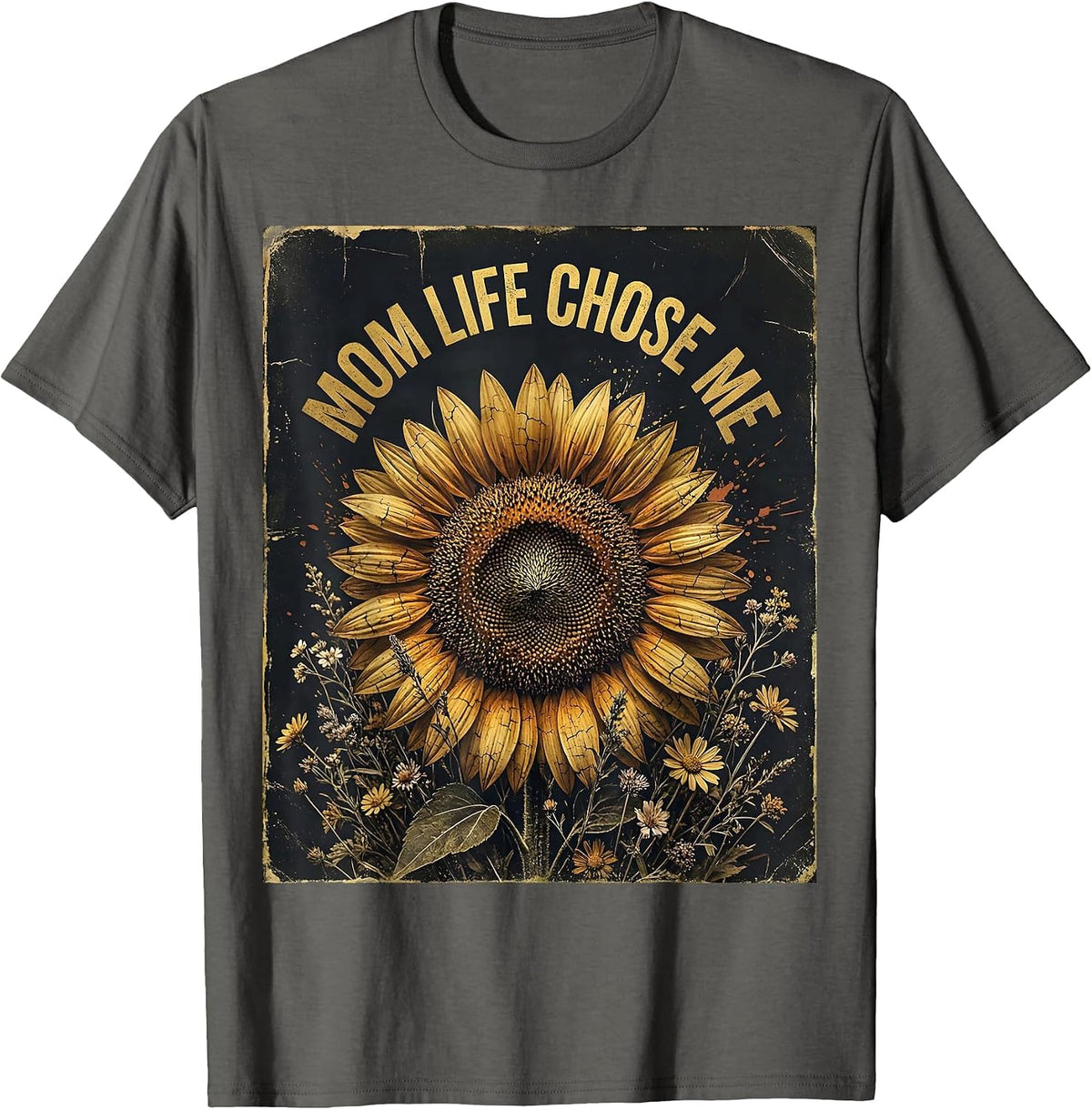 Mom Life Chose Me Motherhood Graphic Design T-Shirt - Asphalt Grey