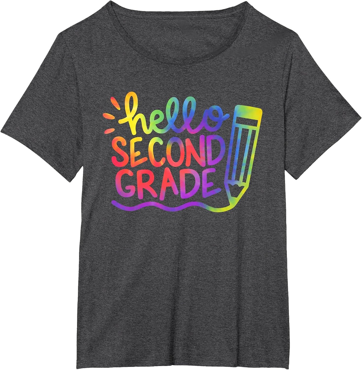 Hello 2nd Grade Second Grade Teacher Tie Dye Back to School T-Shirt - Dark Heather Grey