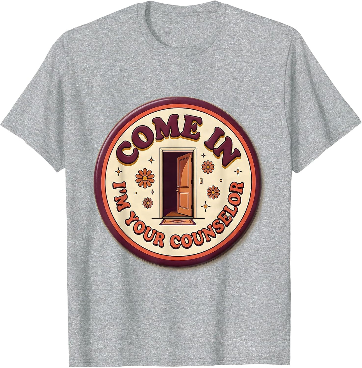 Men's Come In, I'm Your Counselor Groovy Retro School Counselor T-Shirt - Heather Grey