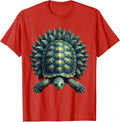 Men's Turtle Wrapped in Lotus Flowers Illustration T-Shirt - Red