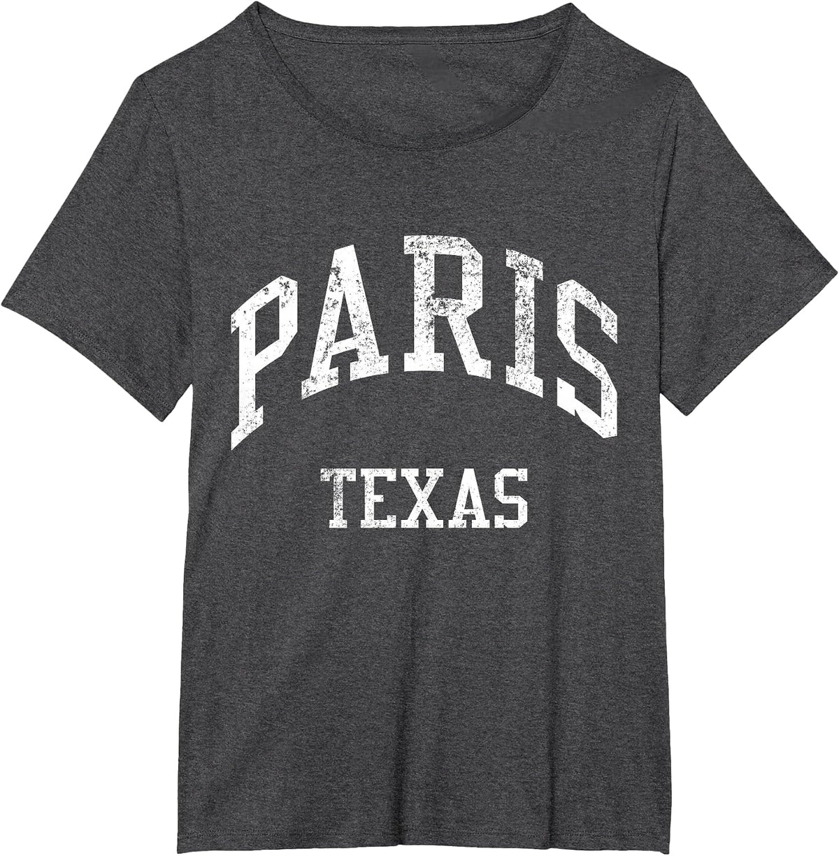 Paris Texas Retro 70s College Sports Style T-Shirt - Dark Heather Grey