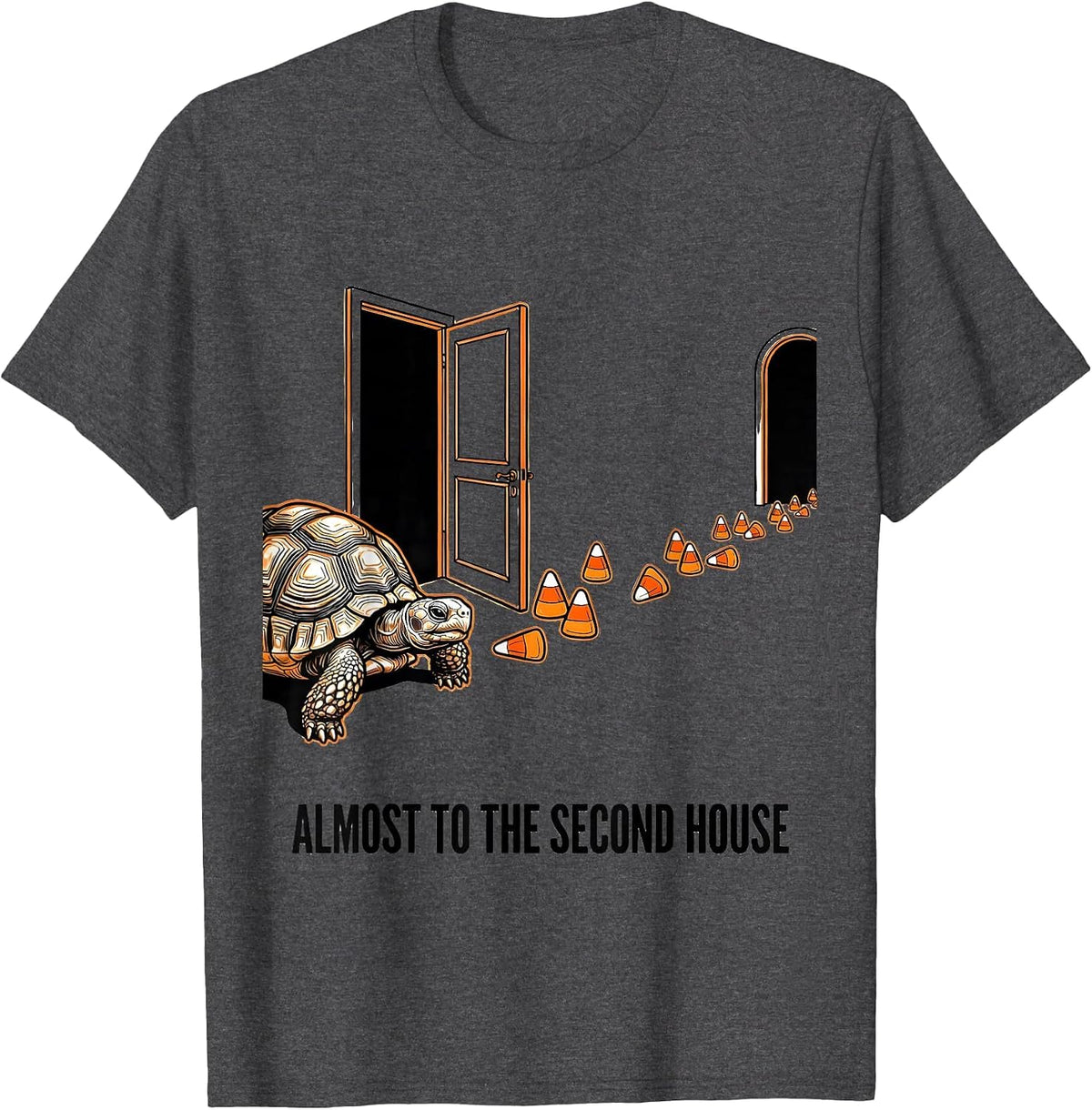 Almost To The Second House Funny Halloween Turtle Costume T-Shirt - Dark Heather Grey