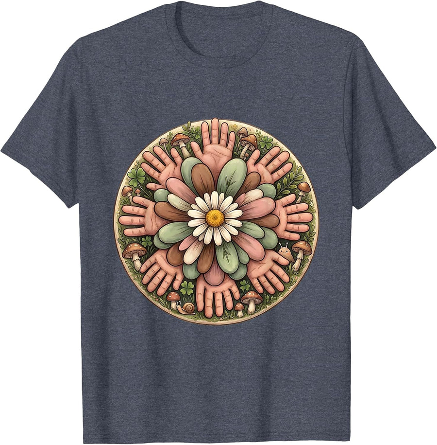 Preschool Teacher Finger Paint Tiny Hands Graphic T-Shirt - Heather Blue