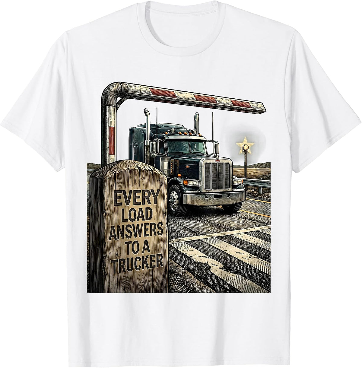 Men's Every Load Answers To A Trucker Patriotic American Flag Semi T-Shirt - White