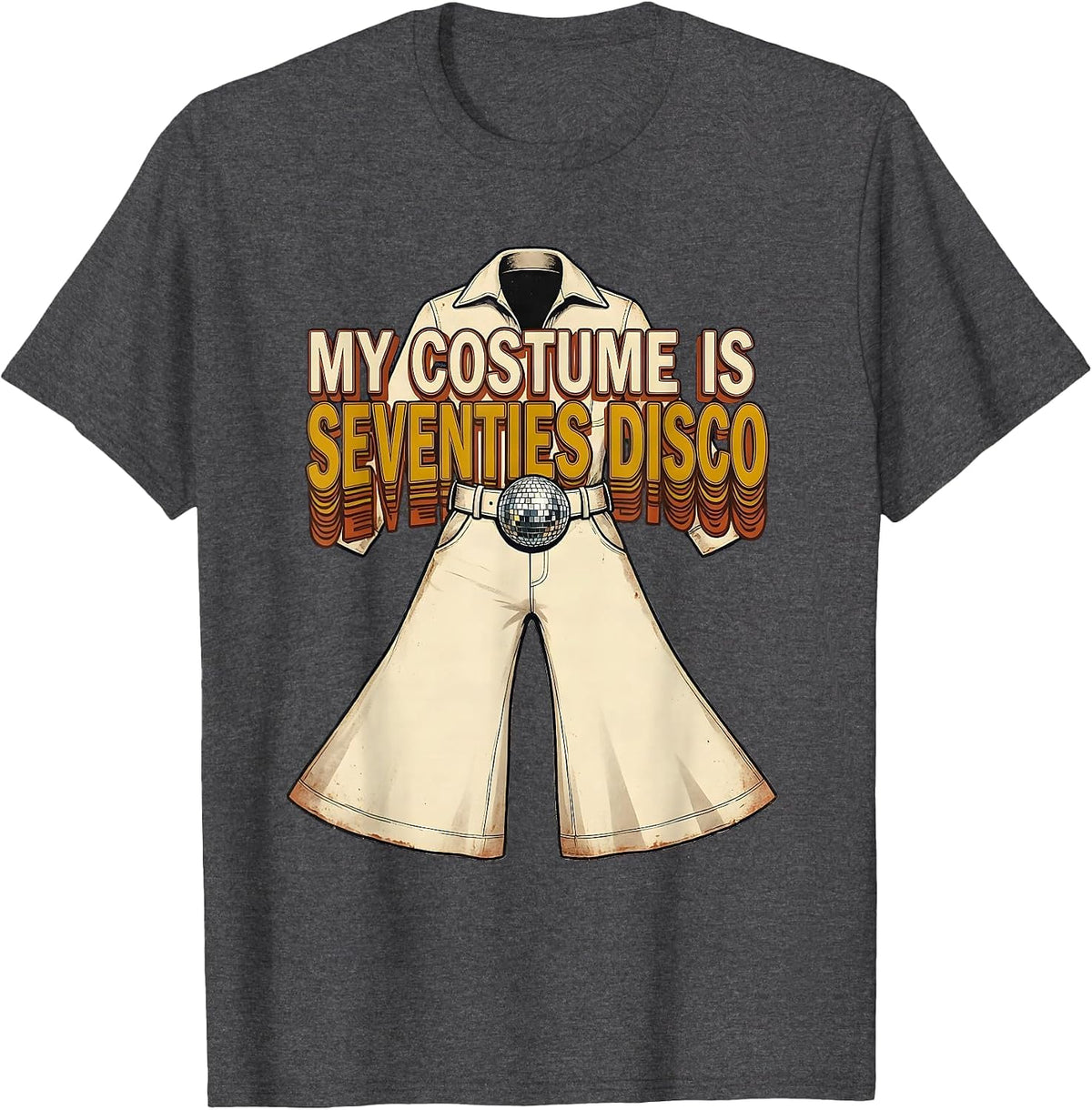 Men's My Costume Is Seventies Disco Vintage Retro Disco Daddy T-Shirt - Dark Heather Grey