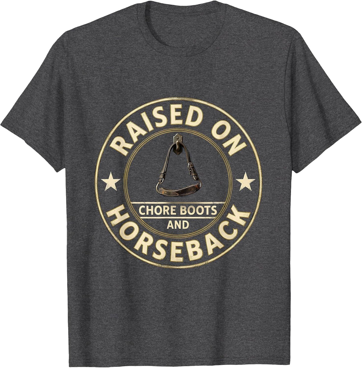 Raised On Chore Boots And Horseback Western Cowgirl Rodeo T-Shirt - Dark Heather Grey