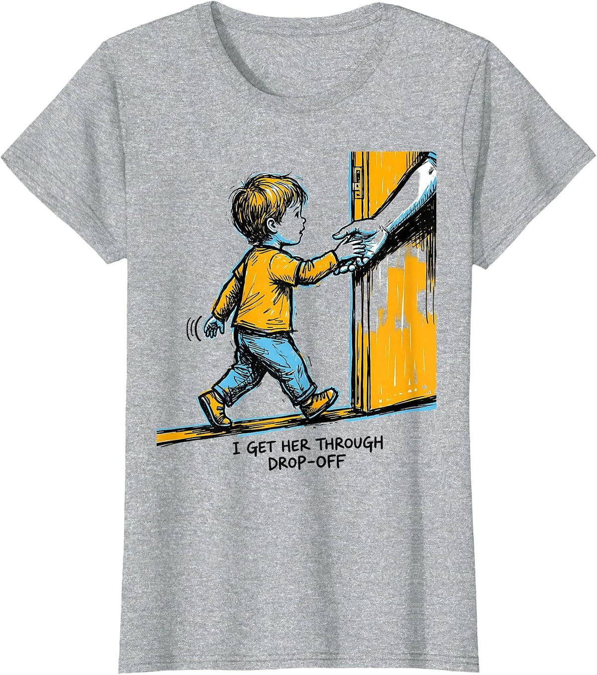Women's I Get Her Through Drop-Off Funny Paraeducator Teacher T-Shirt - Heather Grey