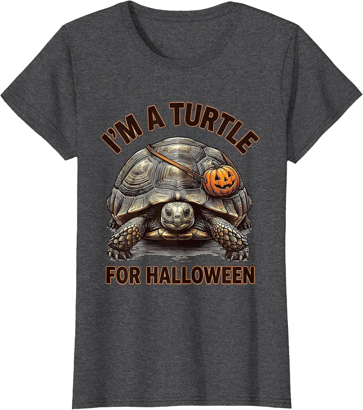 Women's I'm A Turtle For Halloween Funny Turtle Shell Costume Kids T-Shirt - Dark Heather Grey