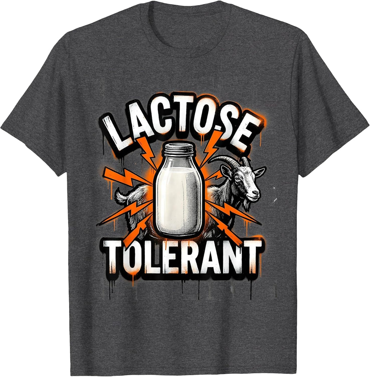 Lactose Tolerant Funny Dairy Meme Milk Lover Cat Humor T-Shirt - Dark Heather Grey