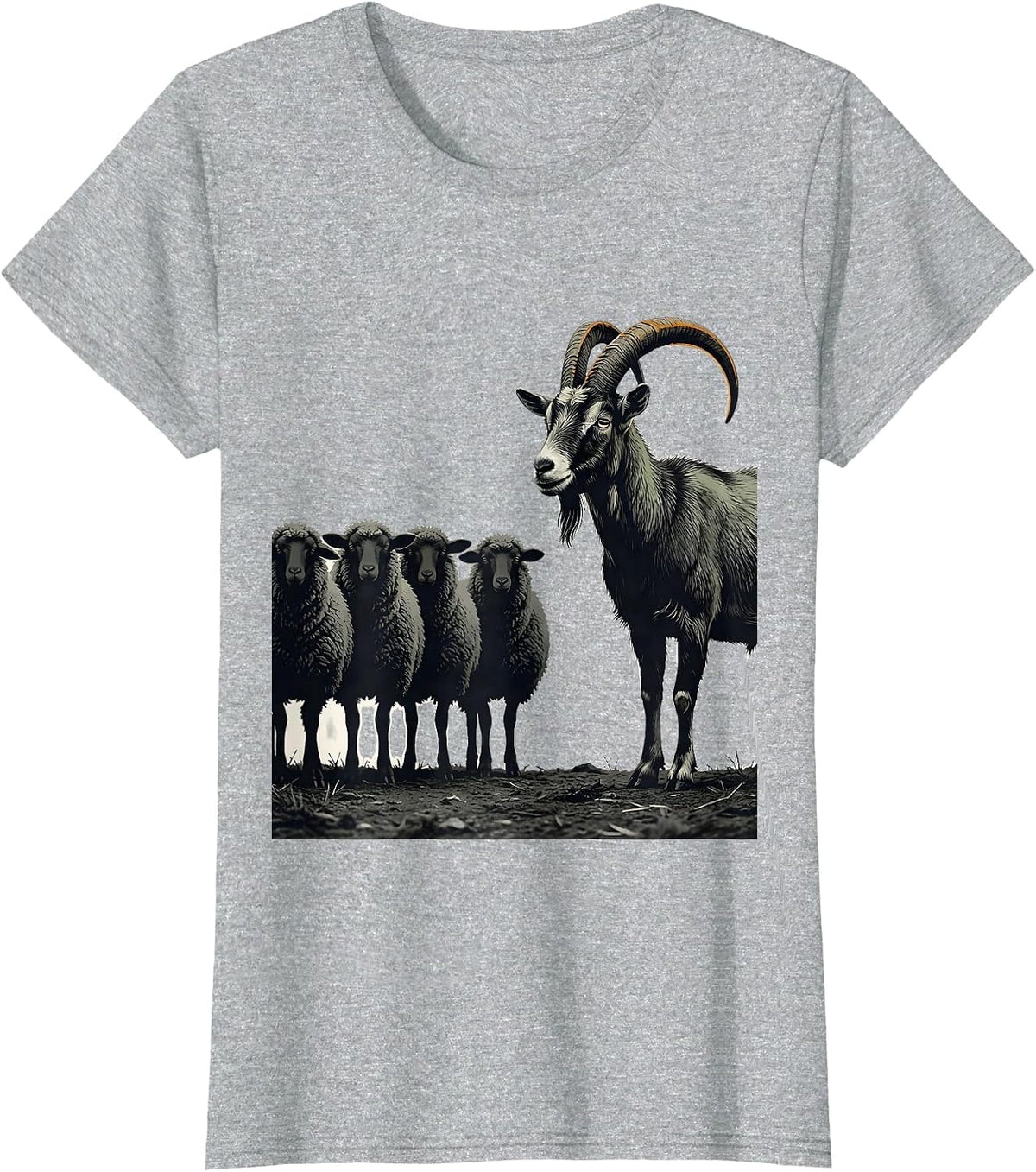 Goat and Sheep Animal Humor Novelty T-Shirt - Heather Grey