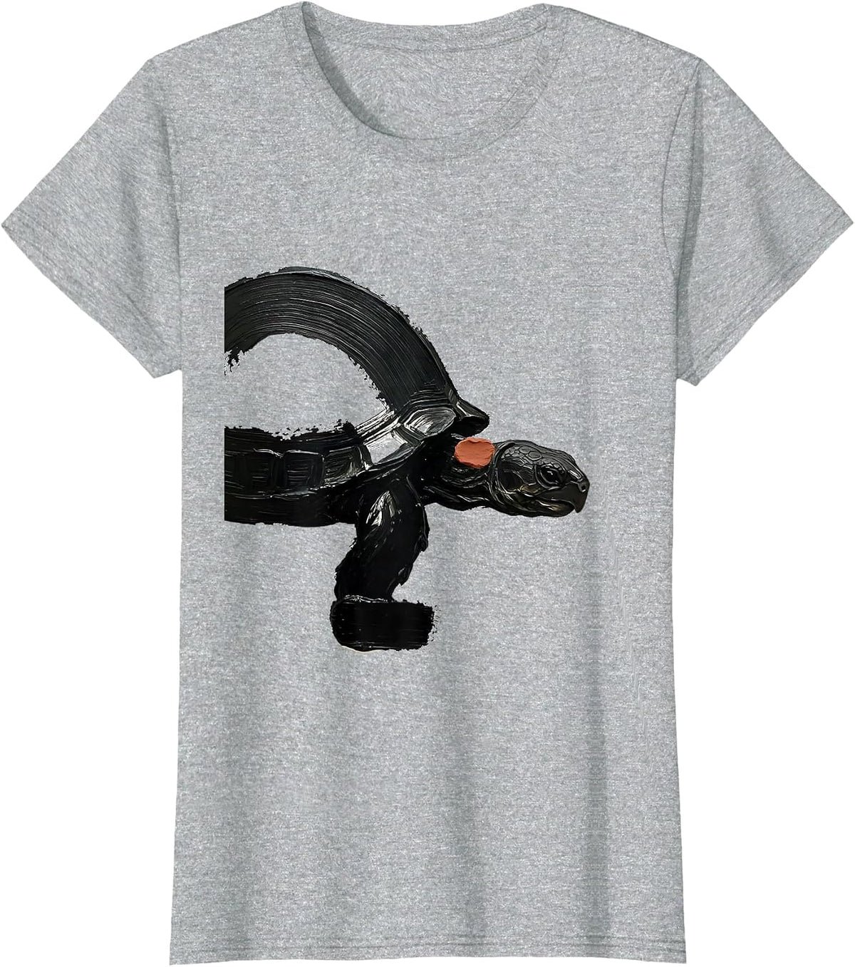 Women's Tortoise Calm Brush Stroke Pet Lover Humor T-Shirt - Heather Grey