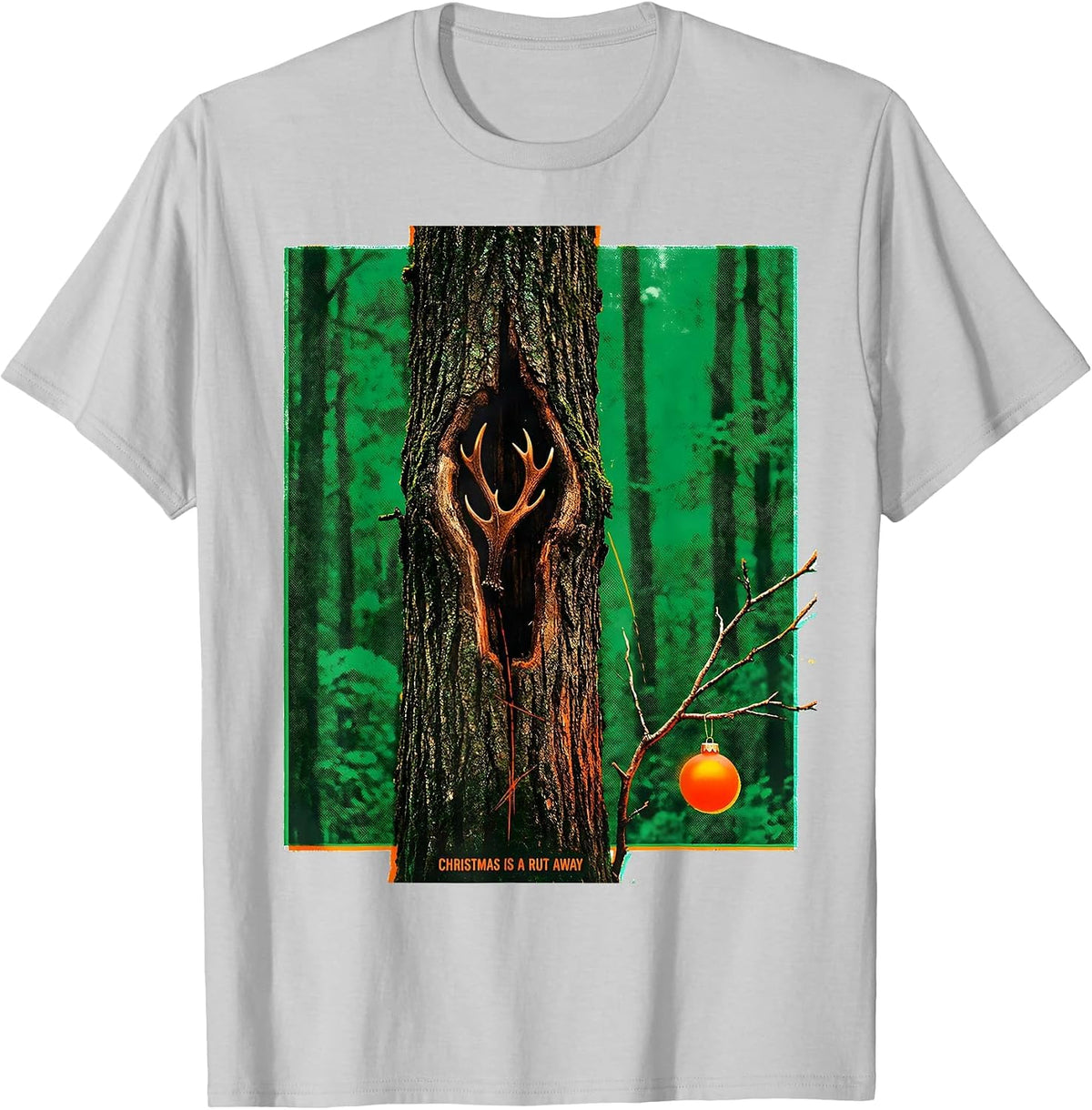 Men's Christmas Is A Rut Away Funny Deer Hunter Hunting Humor T-Shirt - Silver Grey