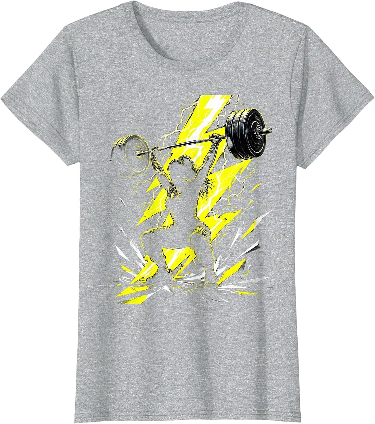 Women's Dumbbell Lightning Bolt Strength Illustration T-Shirt - Heather Grey