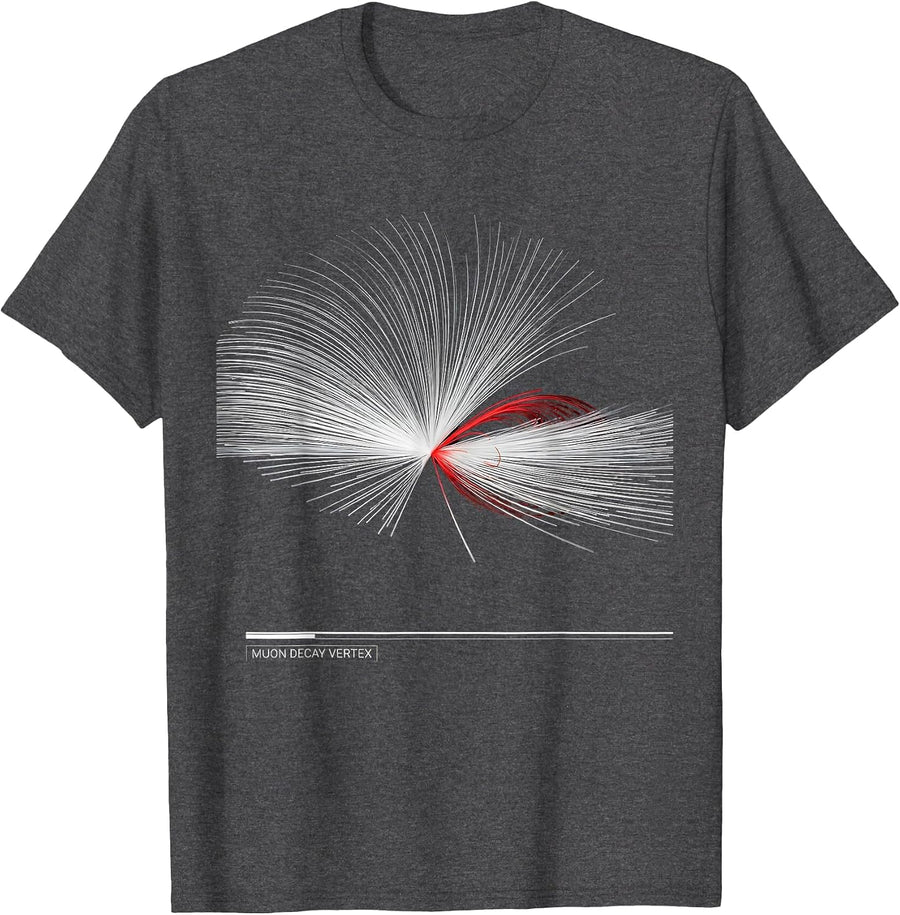 Men's Muon Decay Vertex Swiss International Quantum Physics T-Shirt - Dark Heather Grey