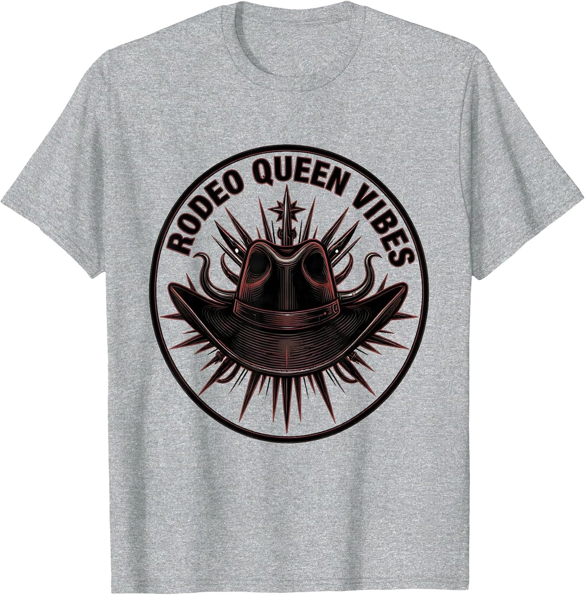 Men's Rodeo Queen Vibes Cowgirl Design T-Shirt - Heather Grey