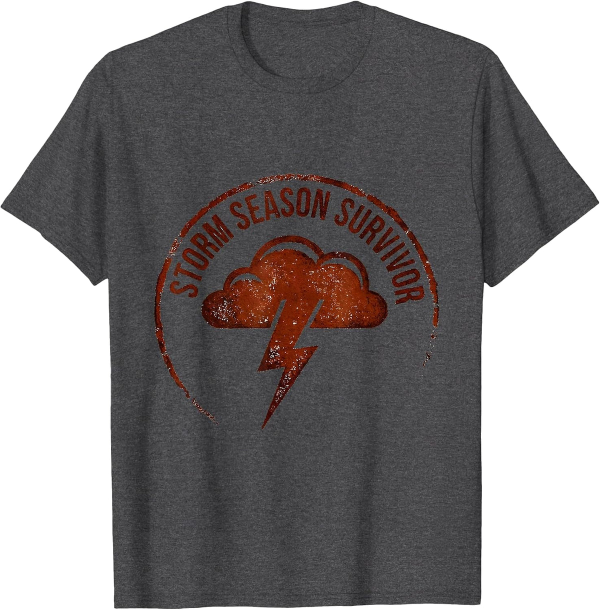 Stronger Than The Storm Season Survivor Design T-Shirt - Dark Heather Grey