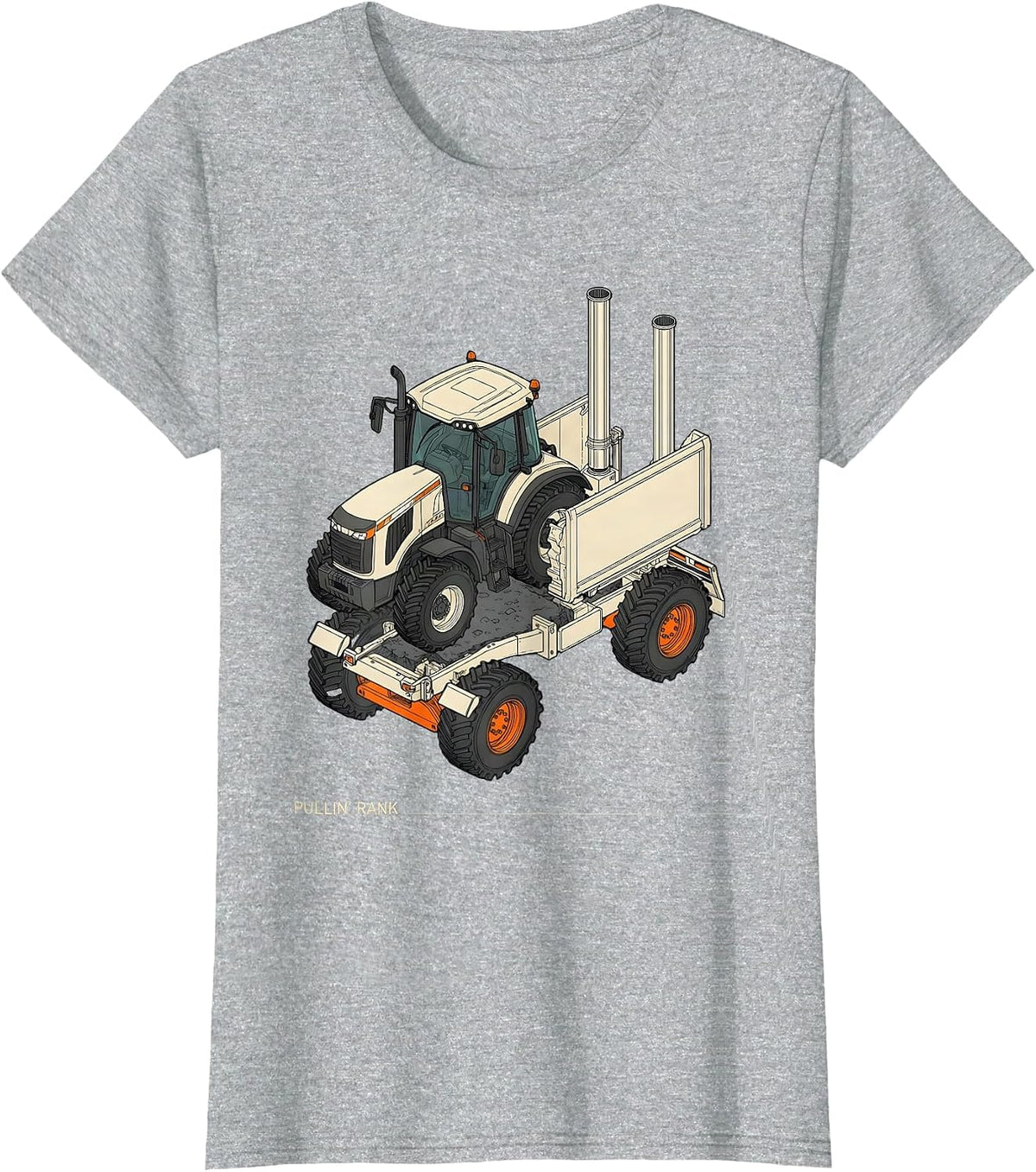 Pullin Rank Exploded Semi Trucker Pickup Truck Owner Humor T-Shirt - Heather Grey