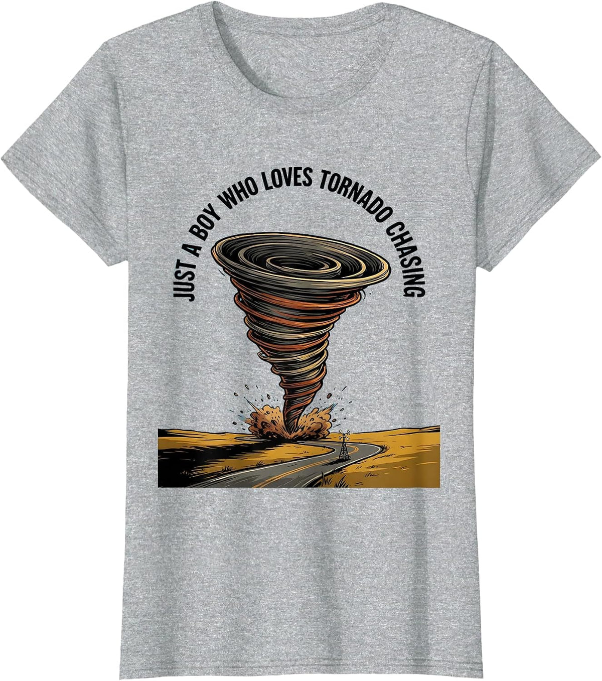 Just A Boy Who Loves Tornado Chasing Funny Weather Storm T-Shirt - Heather Grey