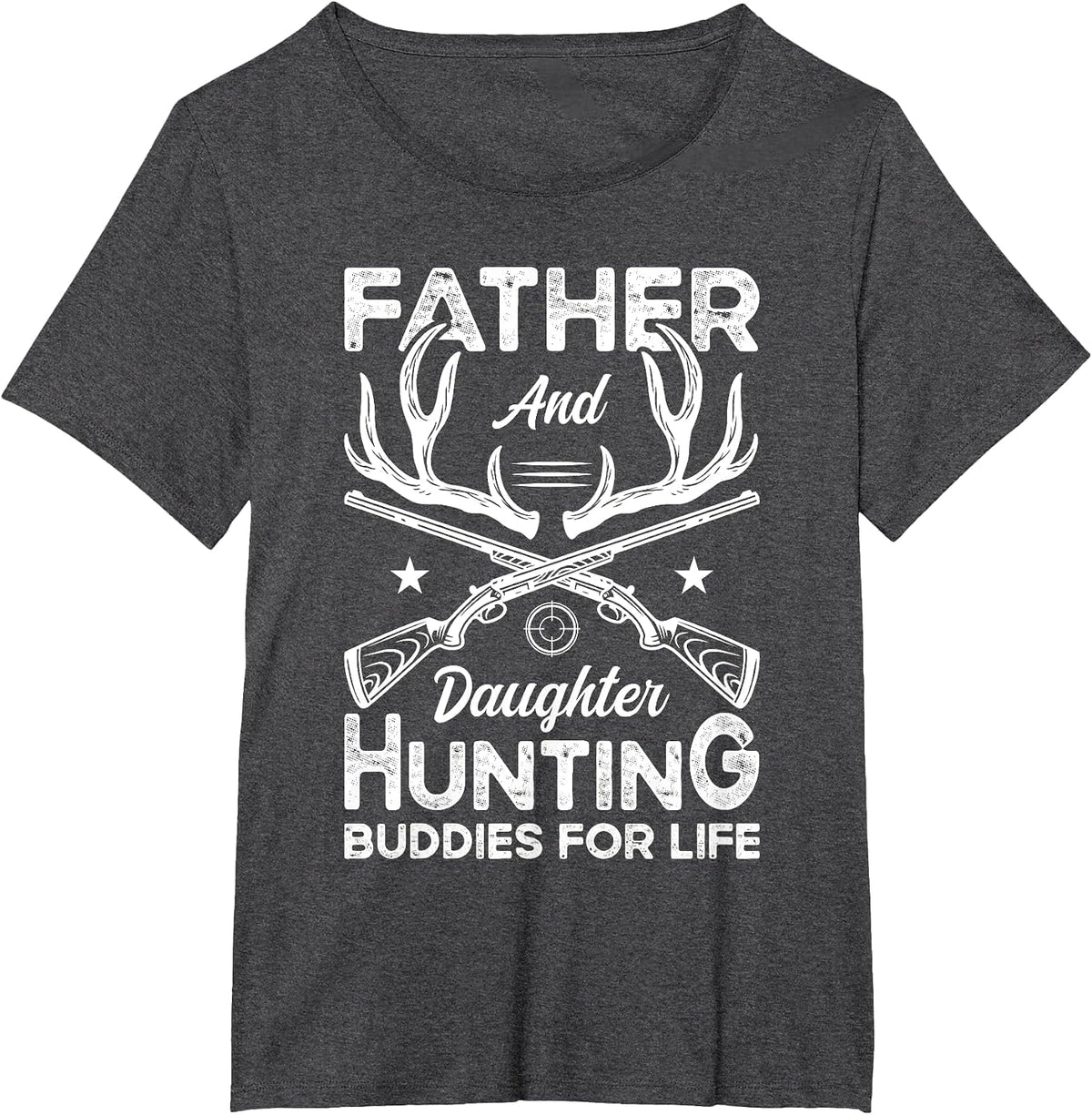 Father and Daughter Hunting Partners for Life Deer Hunting T-Shirt - Dark Heather Grey