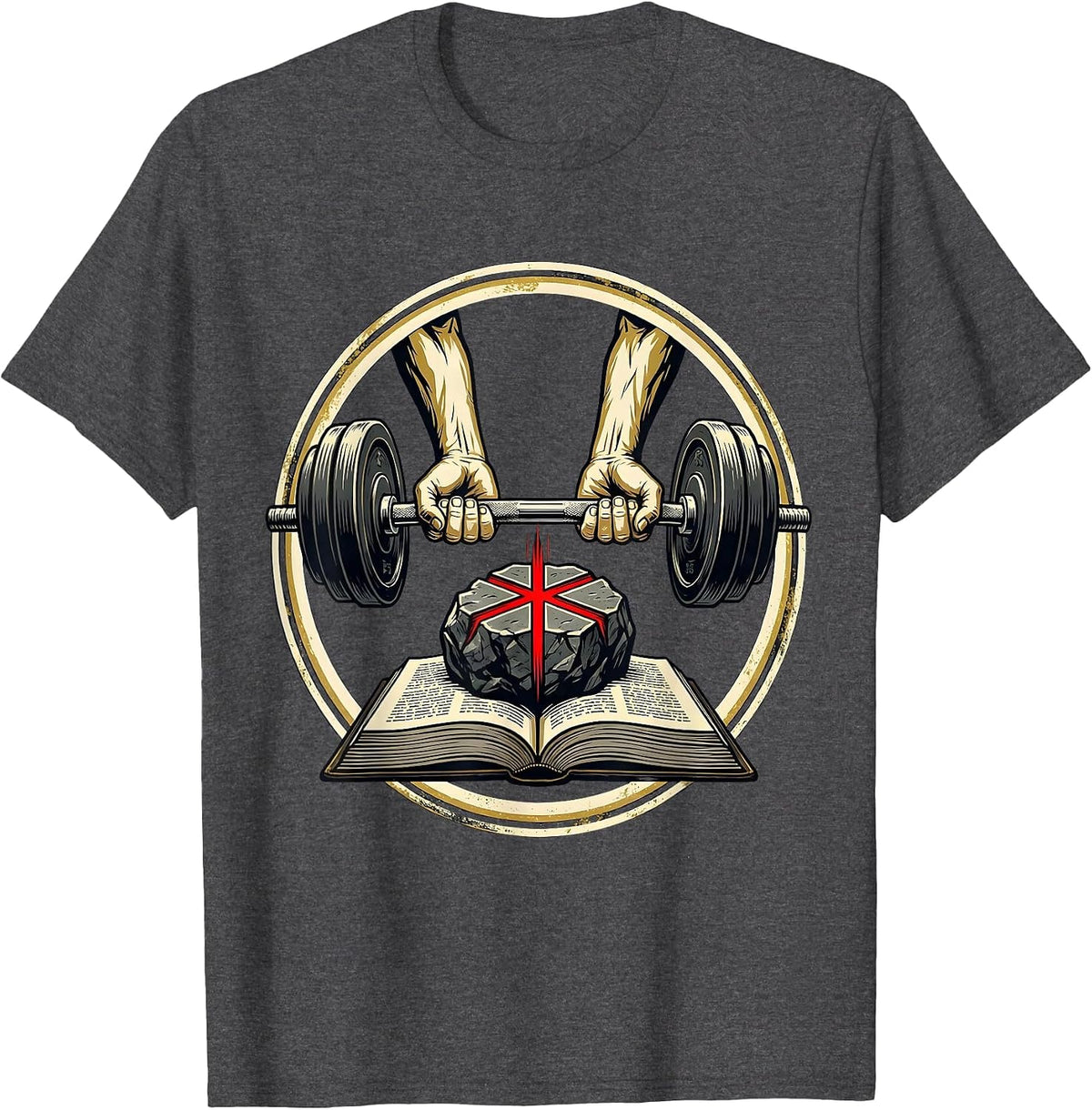Iron Sharpen's Iron Christian Men Bible Scripture Gym T-Shirt - Dark Heather Grey