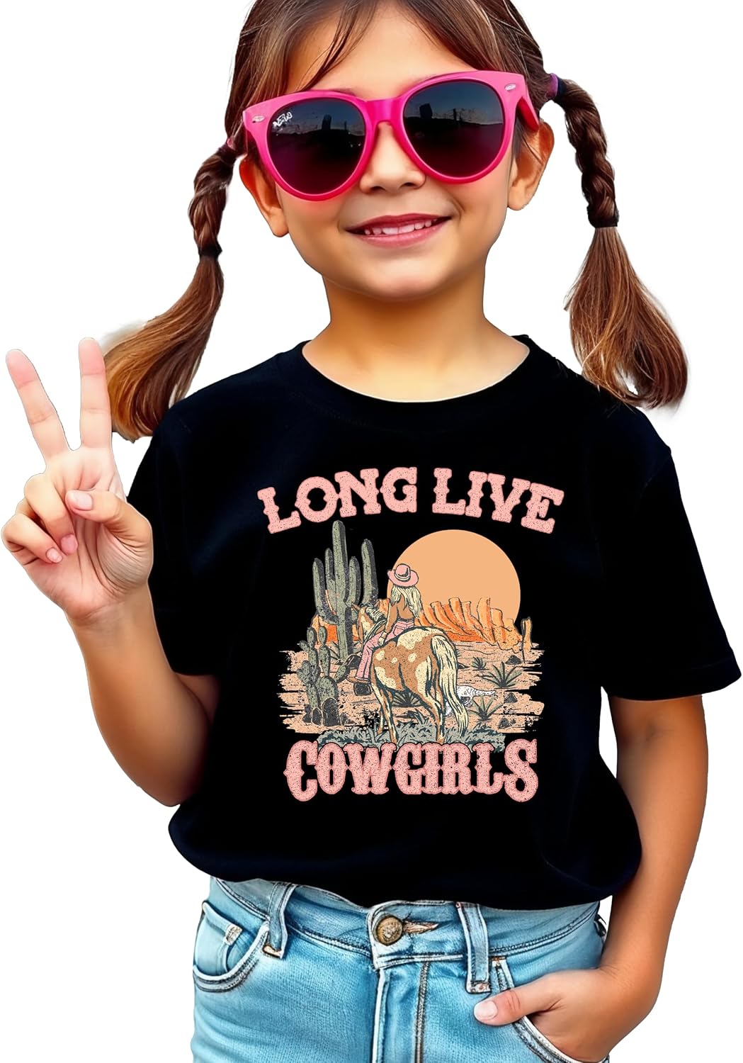 Long Live Western Shirt for Women Teens and Girls Western Style Desert Cowgirl Tee - Black Shirt