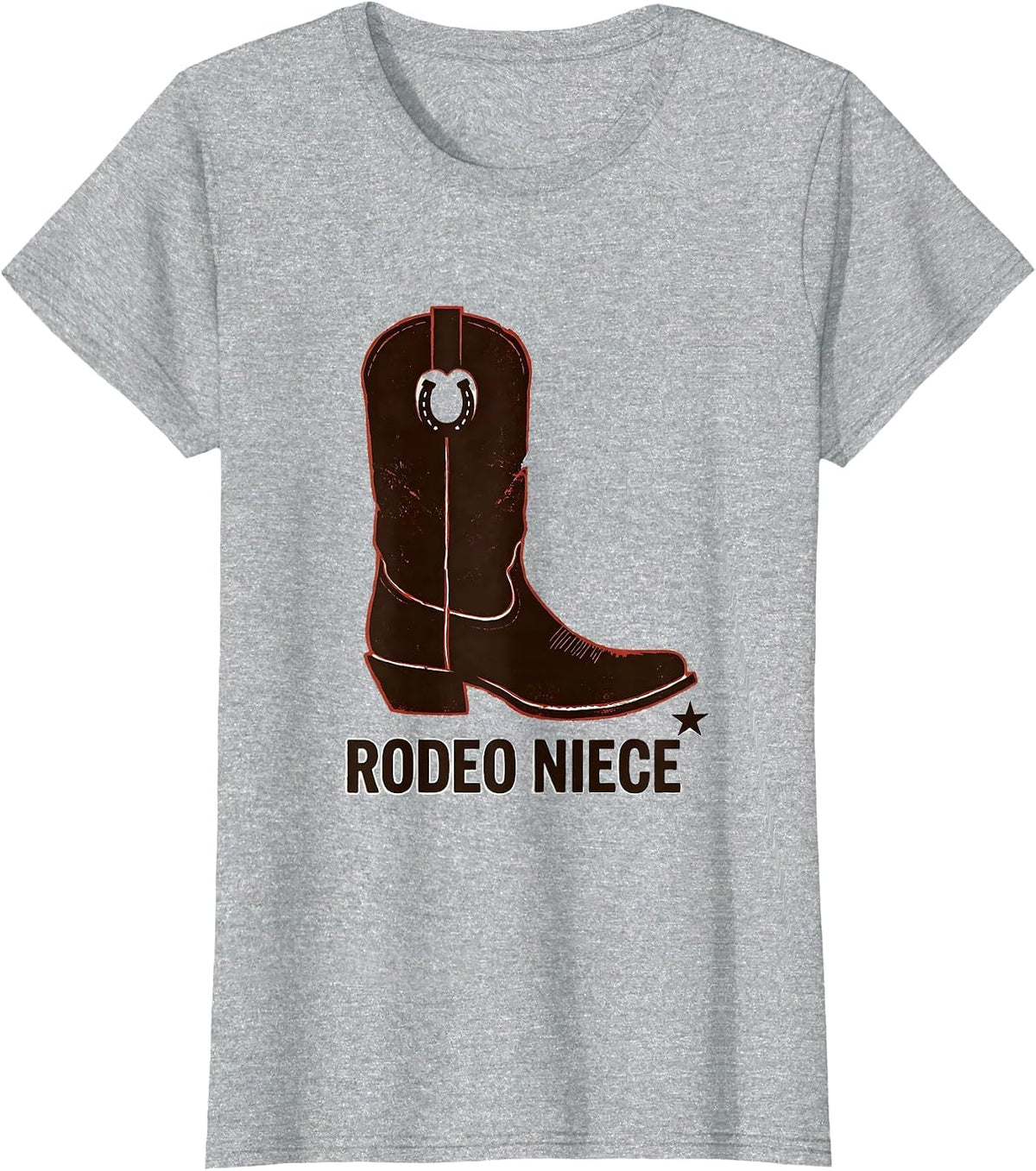 Rodeo Niece Stencil Graphic Cowgirl Birthday Party Matching T-Shirt - Heather Grey