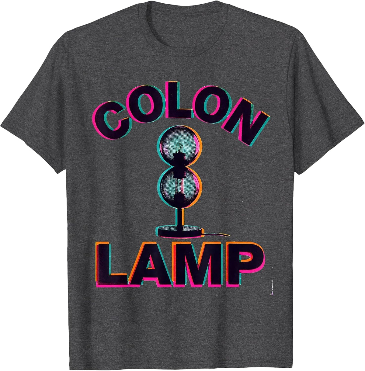 Men's Colon Lamp Risograph Grammar Teacher Pun Humor Gift T-Shirt - Dark Heather Grey