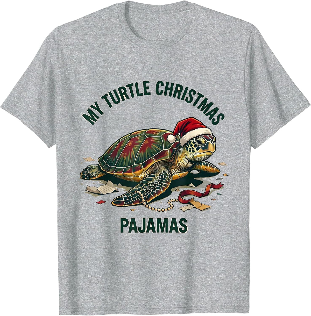 Men's My Turtle Christmas Pajamas Whimsical Holiday Sea Turtle T-Shirt - Heather Grey