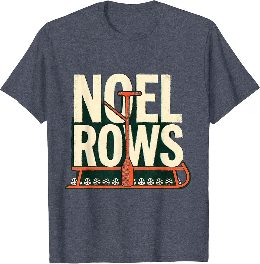 Noel Rows Risograph Christmas Gym Workout Fitness Humor T-Shirt - Heather Blue