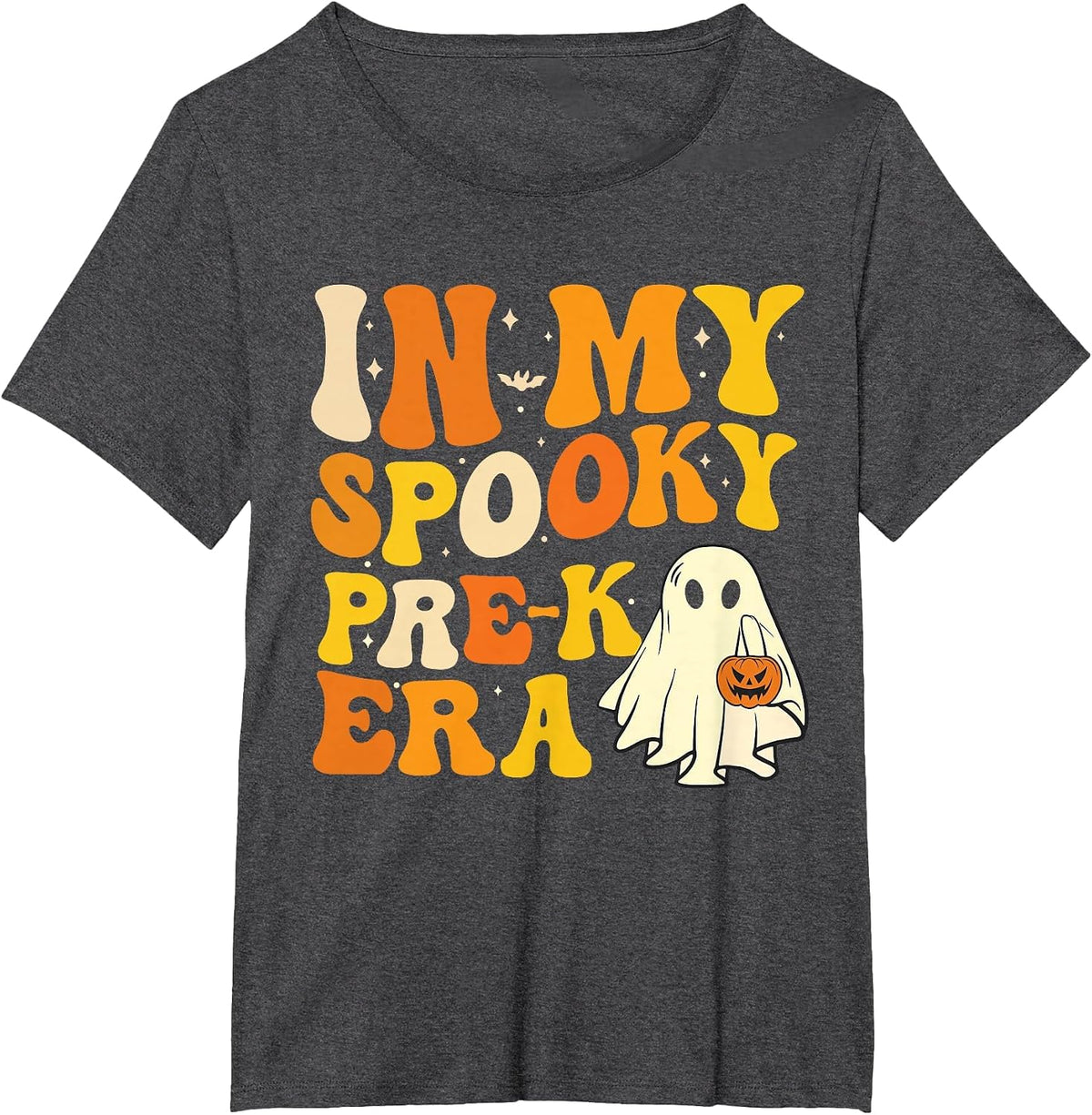 in My Spooky PRE-K Teacher Era Funny Halloween Costume Tee T-Shirt - Dark Heather Grey