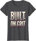 Women's Built on Grit American Pride Graphic Design T-Shirt - Dark Heather Grey