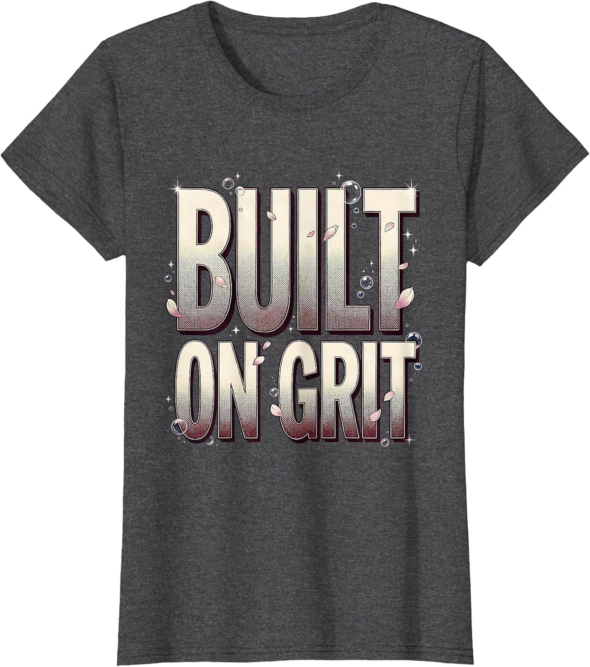 Women's Built on Grit American Pride Graphic Design T-Shirt - Dark Heather Grey