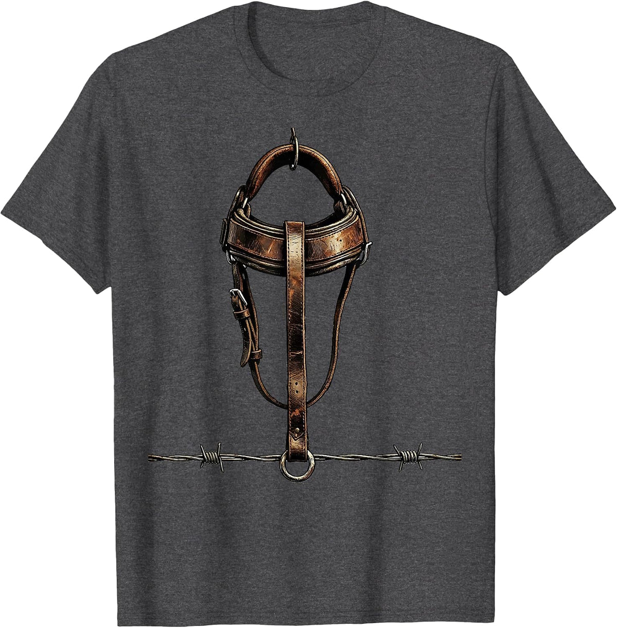Men's Western Bridle Vintage Cowgirl Rodeo Pride T-Shirt - Dark Heather Grey