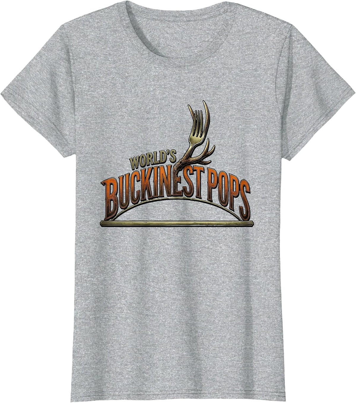 Women's World's Buckinest Pops Funny Deer Hunting Dad Joke Gift T-Shirt - Heather Grey