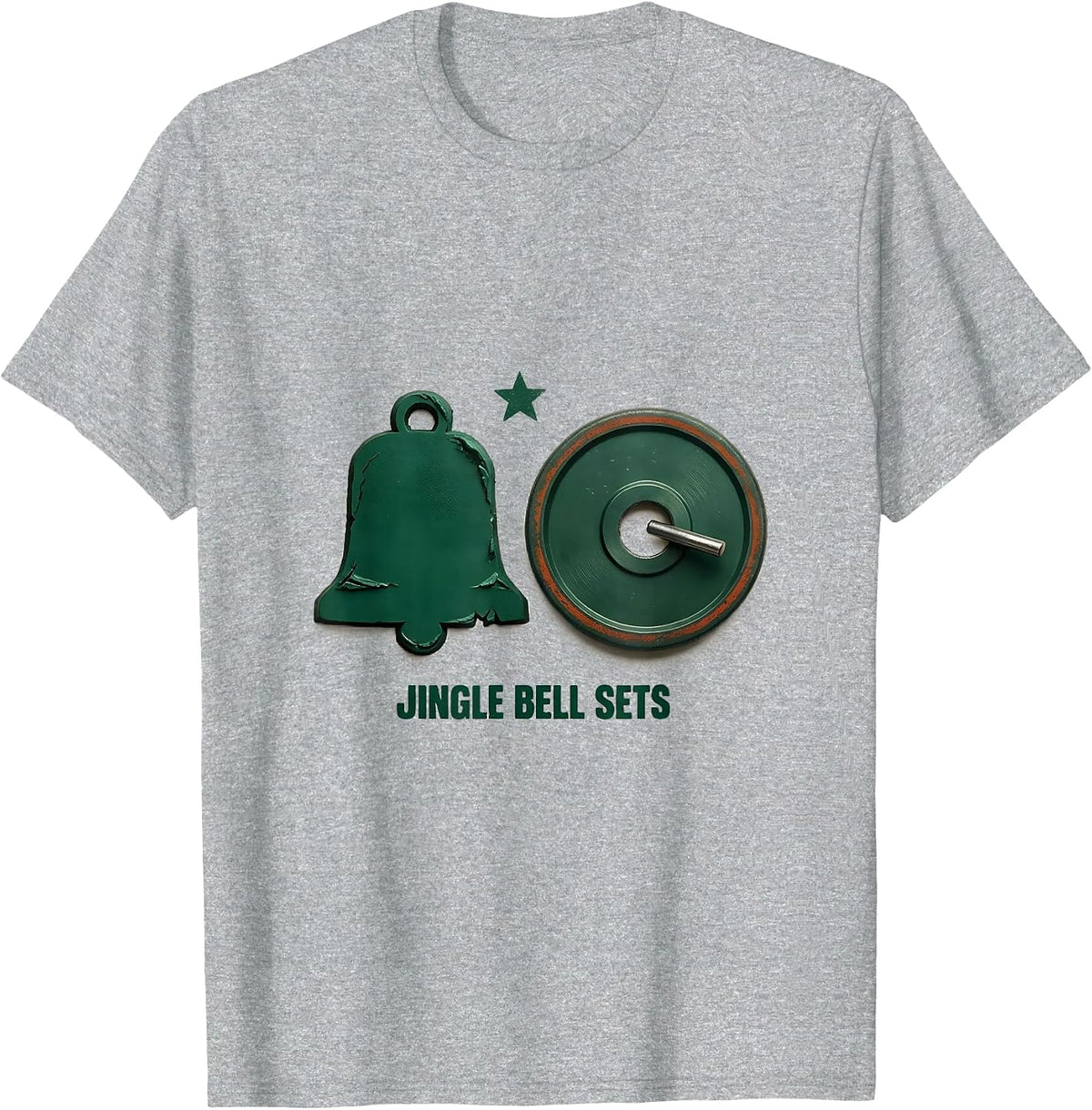 Men's Jingle Bell Sets Funny Christmas Gym Workout Weightlifting T-Shirt - Heather Grey