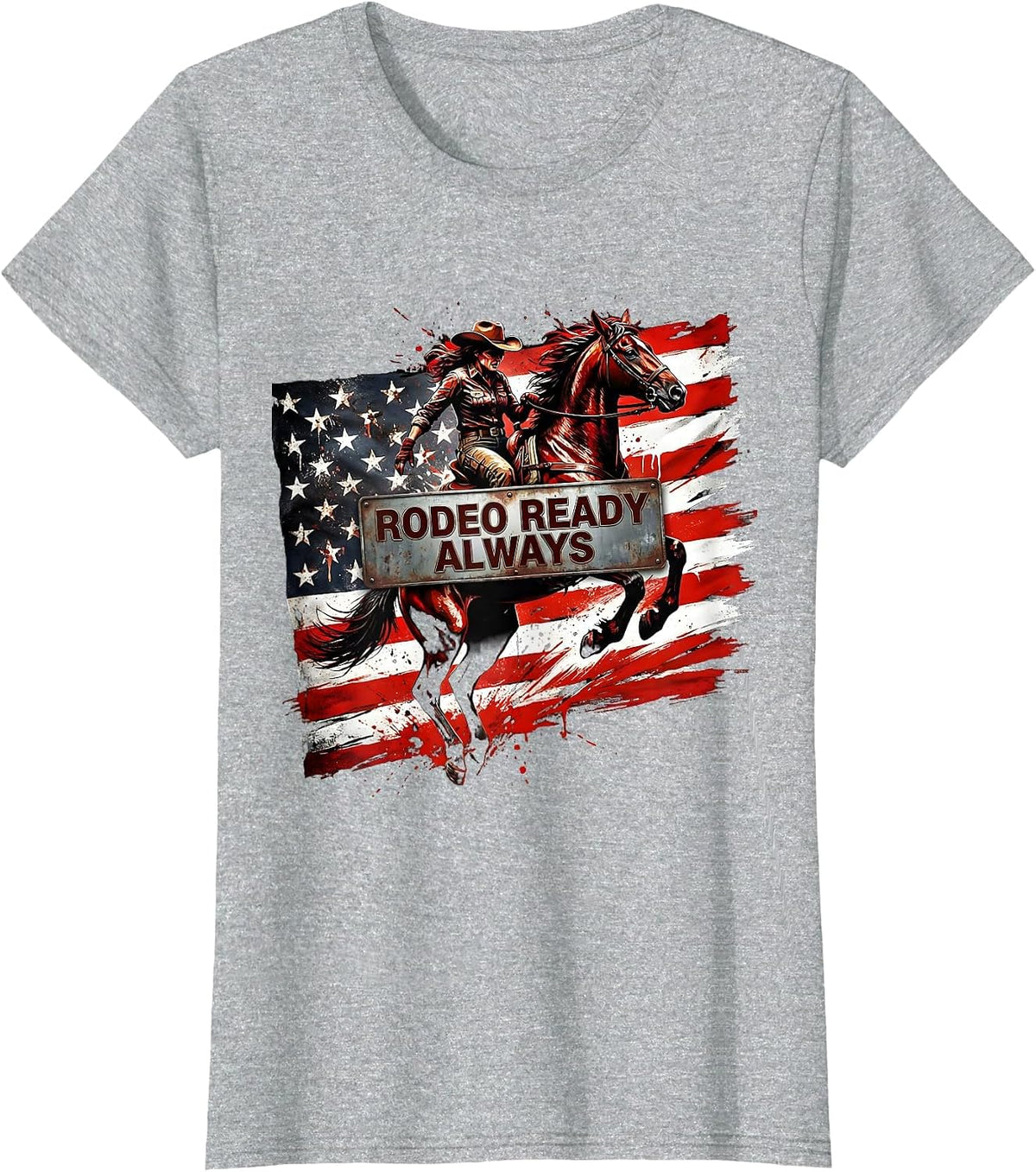 Women's Rodeo Ready Always Cowgirl Design T-Shirt - Heather Grey
