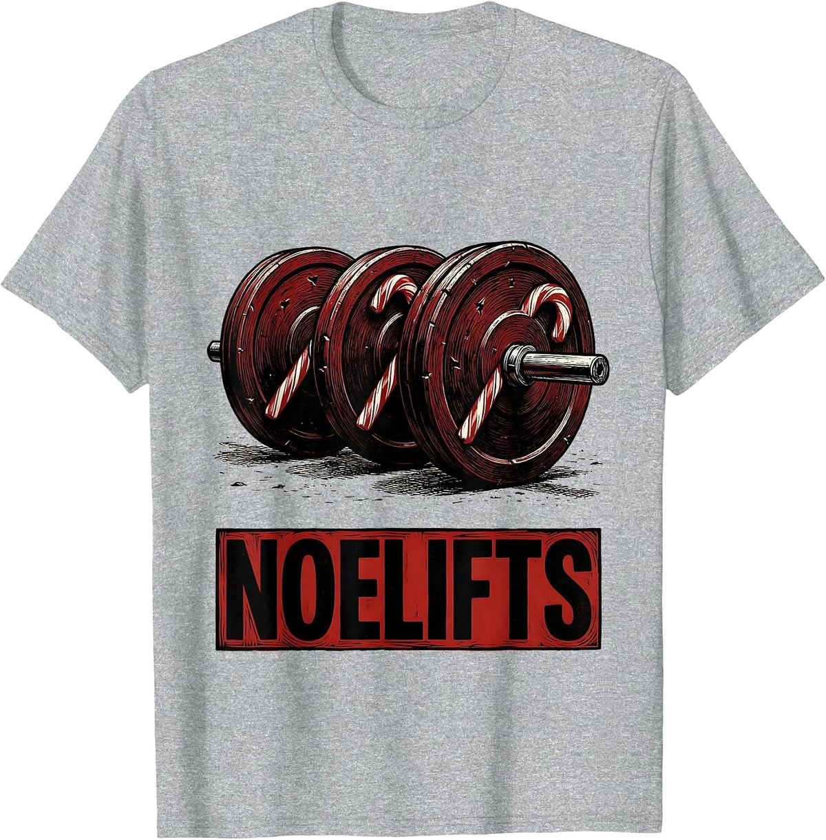 Men's Noelifts Funny Christmas Gym Weightlifting Workout Fitness T-Shirt - Heather Grey