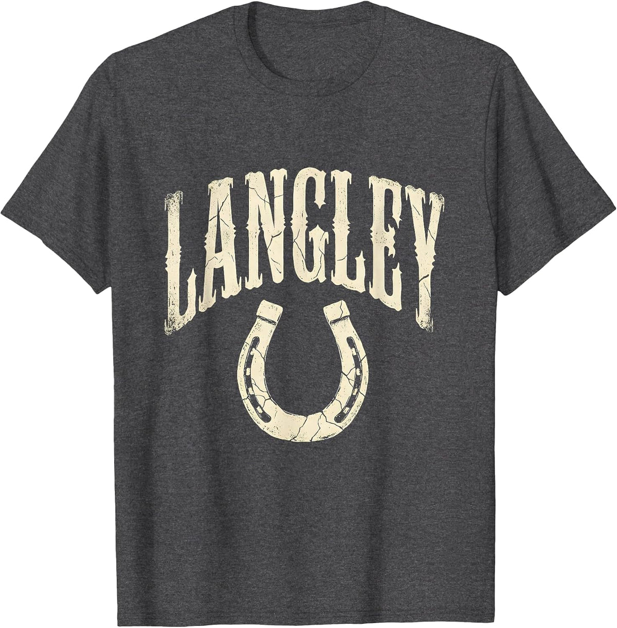 Men's LANGLEY Boho Western Mono Surname Gift T-Shirt - Dark Heather Grey