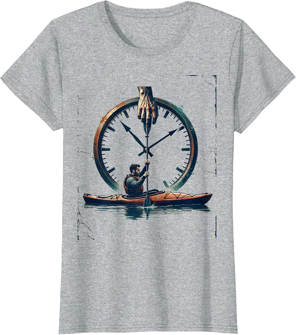 Kayak Paddler Distressed Kayak Lover Humor T-Shirt - Heather Grey