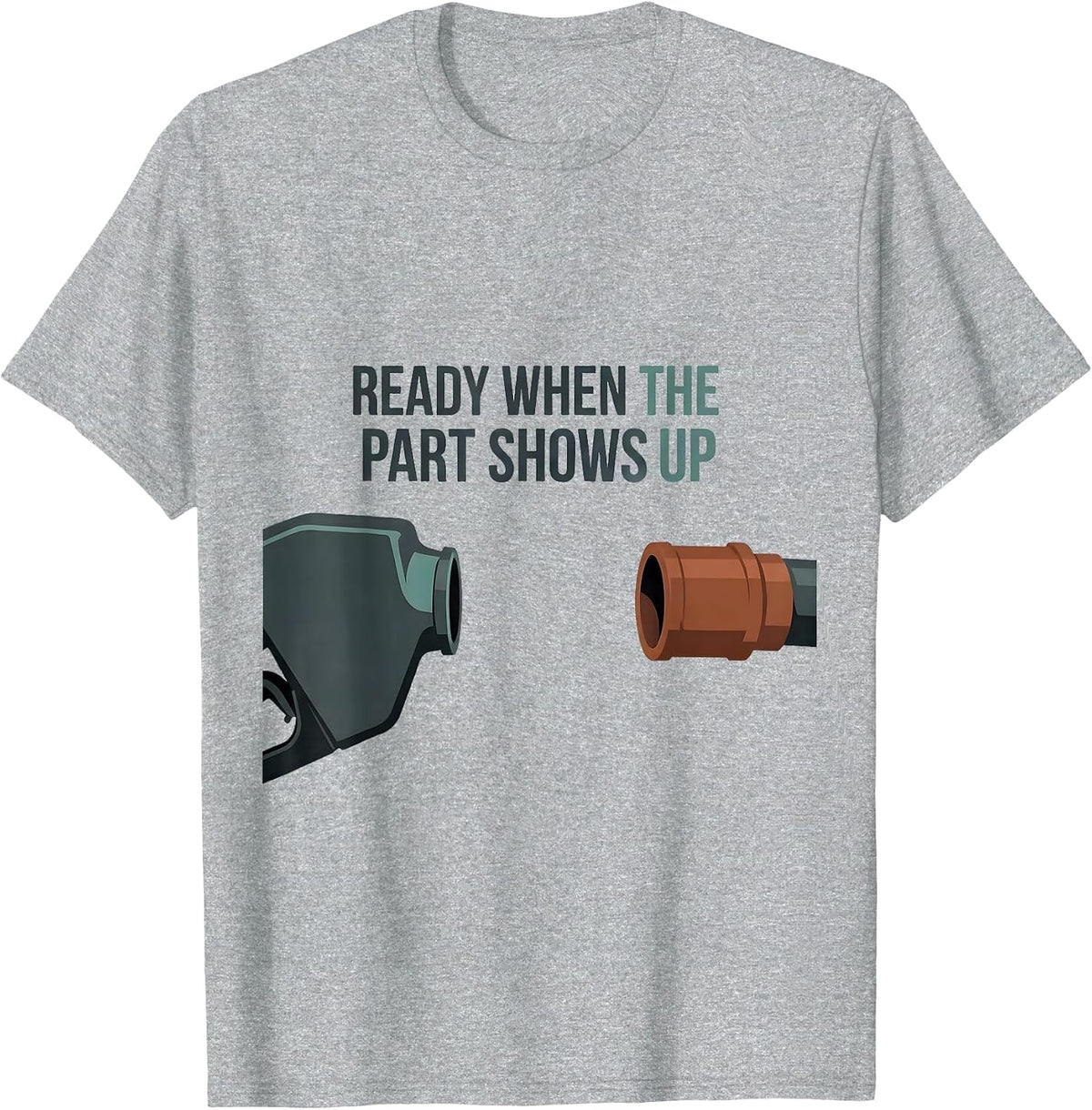 Men's Ready When The Part Shows Up Funny Mechanic Skeleton Auto T-Shirt - Heather Grey