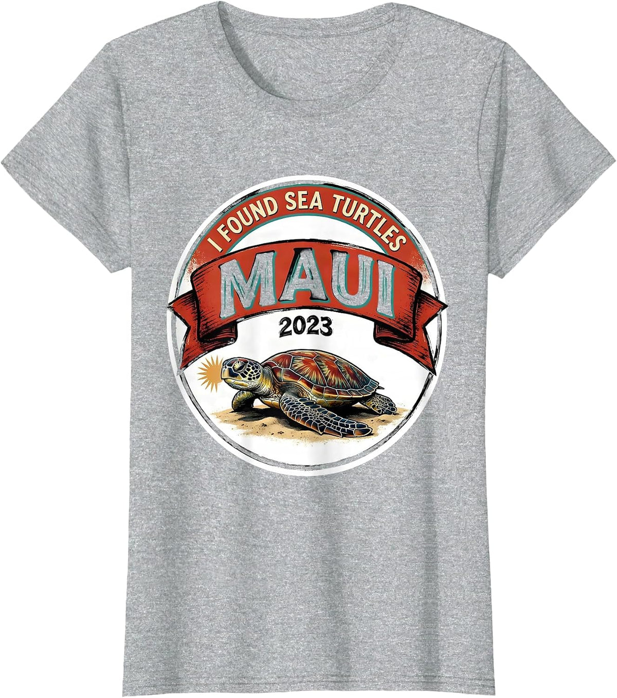 I FOUND SEA TURTLES MAUI 2023 Tropical Souvenir Turtle Lover T-Shirt - Heather Grey