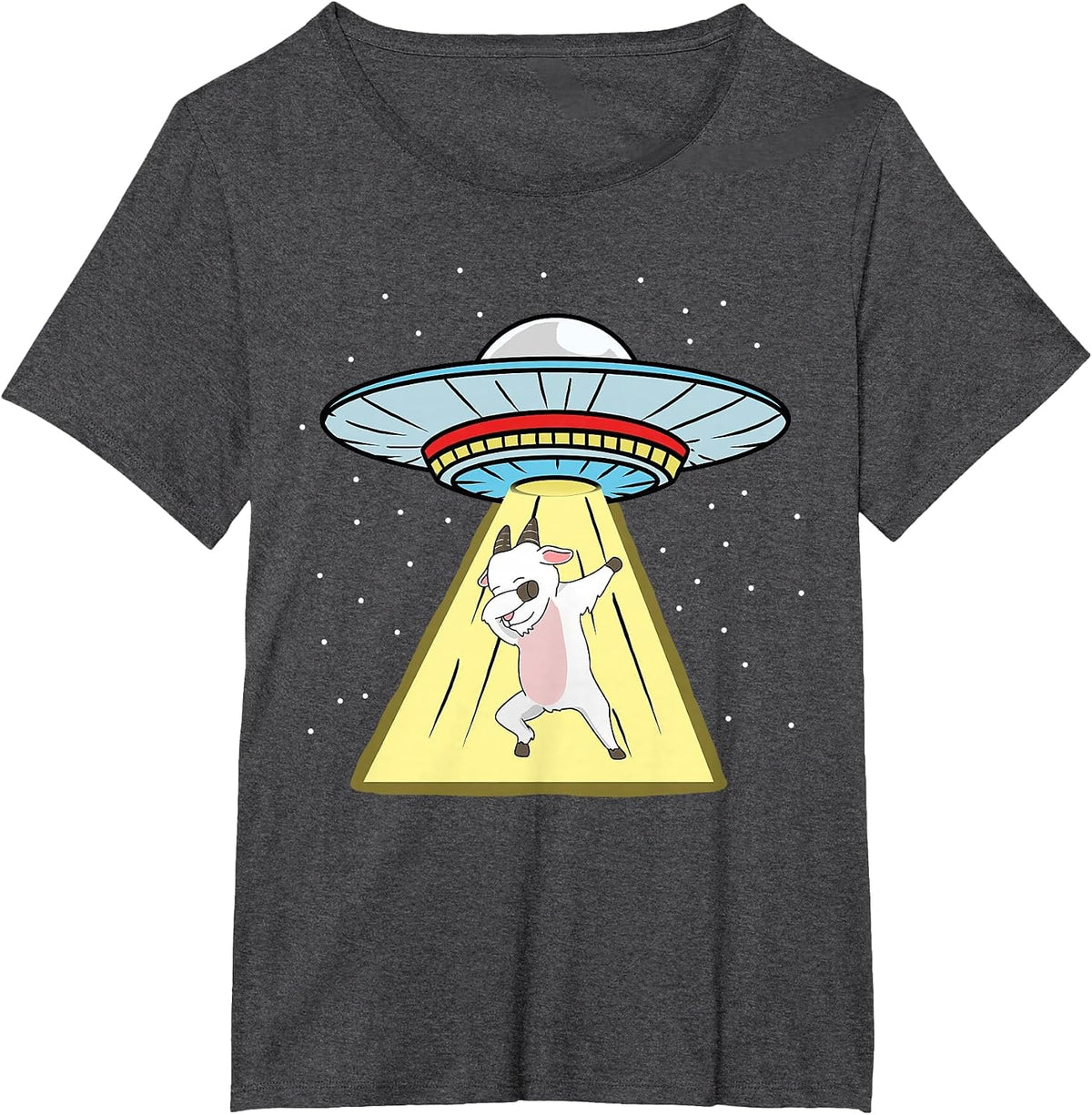 UFO Abduction Dabbing Goat T-Shirt - Dark Heather Grey