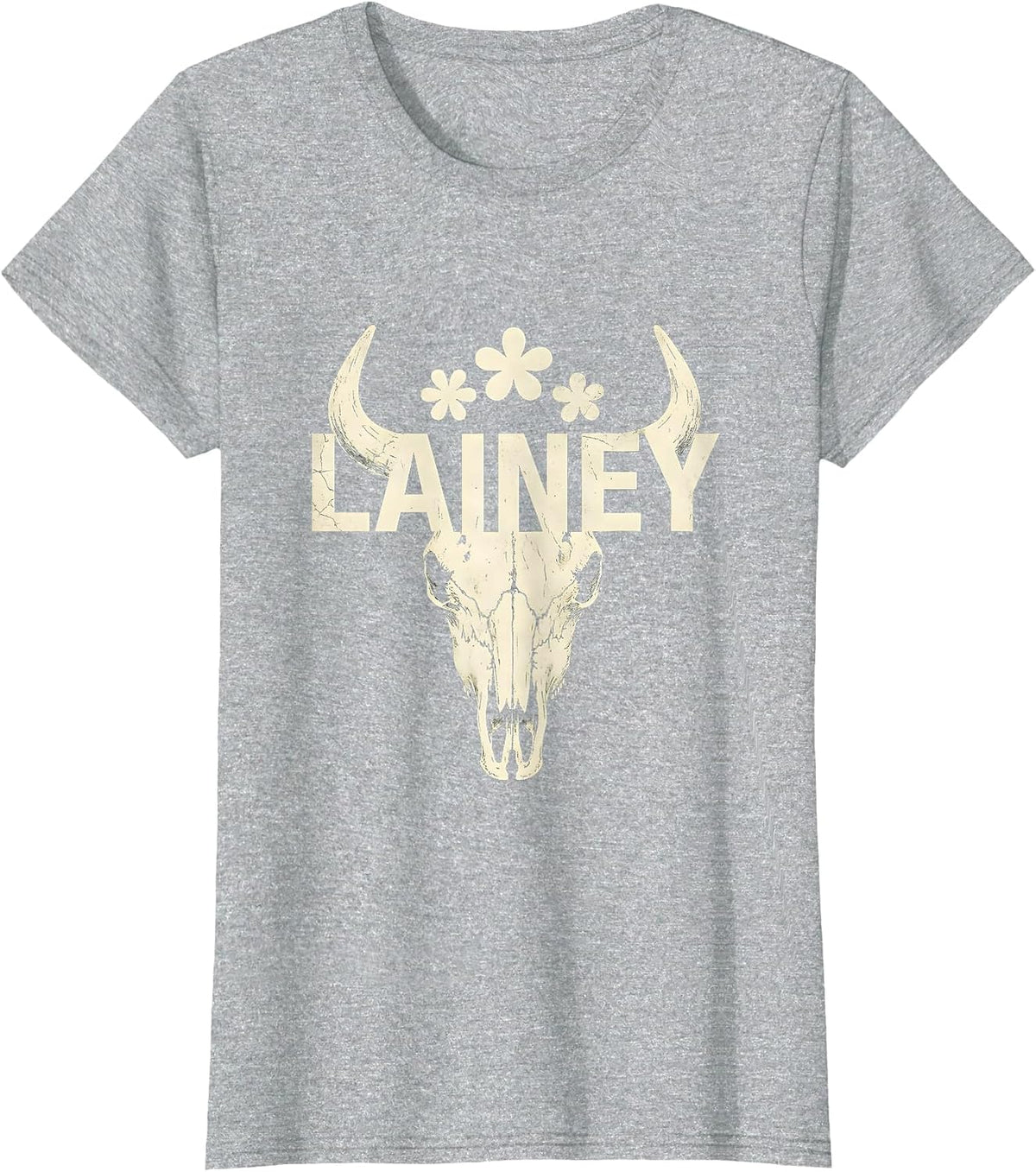Women's Lainey Boho Western Cowgirl Gift for Girls First Name T-Shirt - Heather Grey