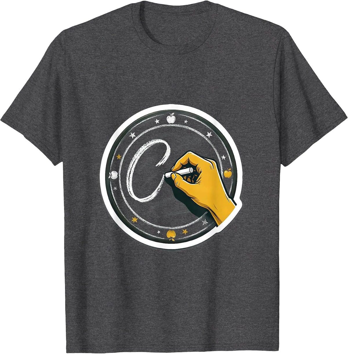 2nd Grade Teacher Chalkboard Illustration T-Shirt - Dark Heather Grey