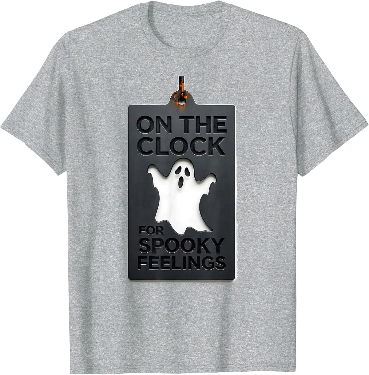 Men's On The Clock For Spooky Feelings Minimalist Halloween School T-Shirt - Heather Grey