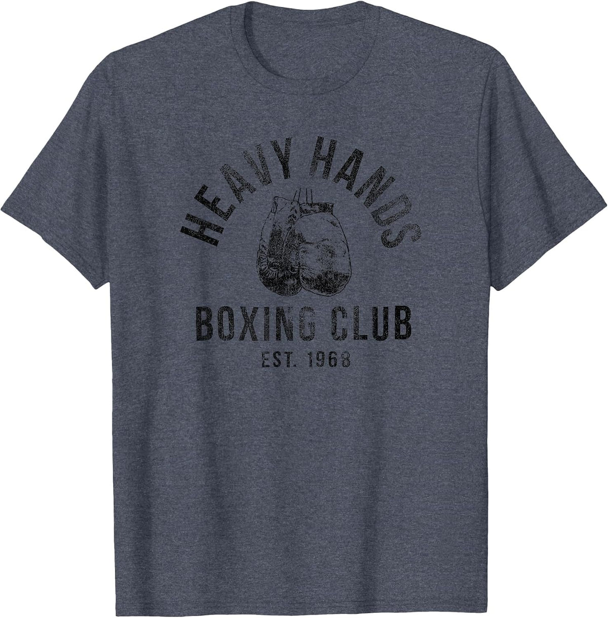 Trendy Heavy Hands Boxing Club Logo T-Shirt - Heather Blue