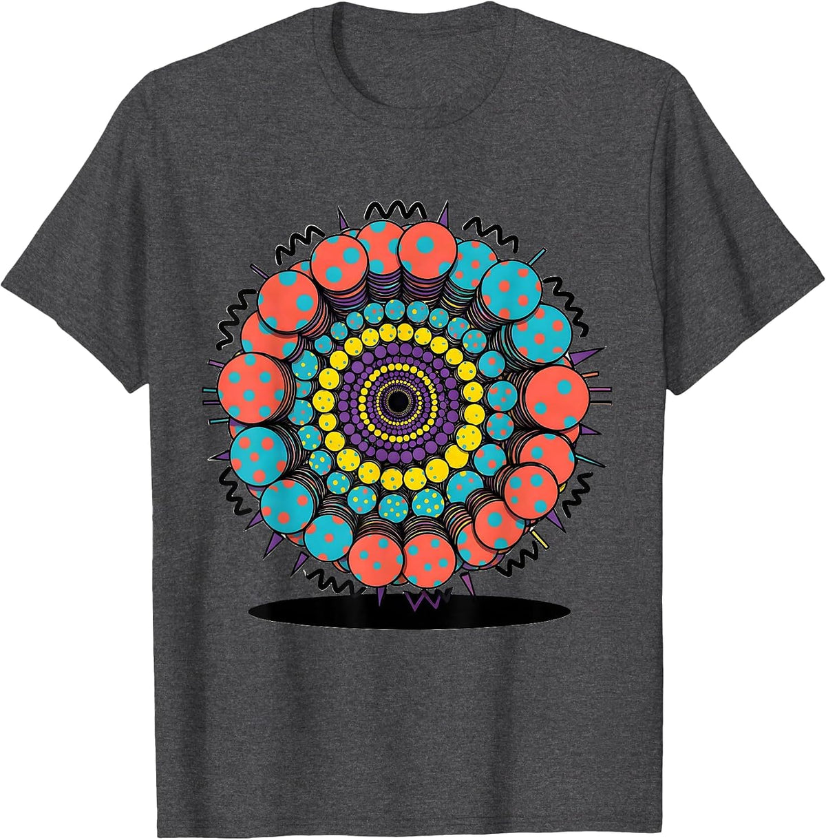 Polka Dot Galaxy Spiral Cosmic Swirl Design T-Shirt - Dark Heather Grey