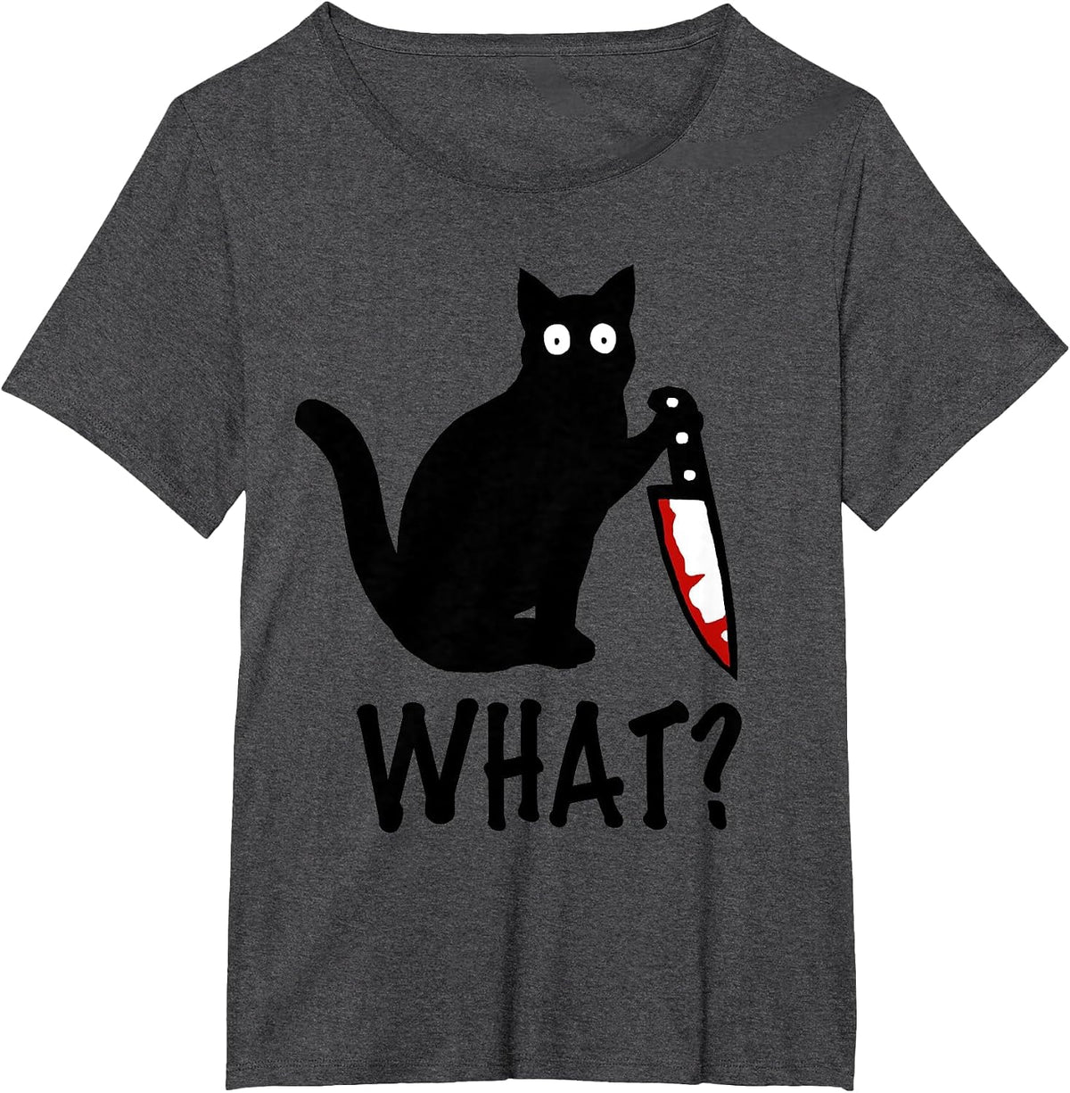 Cat What? Funny Black Cat Knife Shirt T-Shirt - Dark Heather Grey