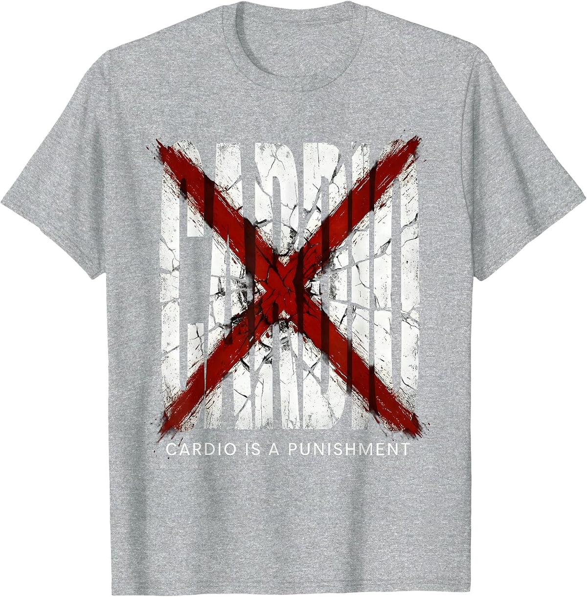 Men's Cardio Is A Punishment Gym Humor Design T-Shirt - Heather Grey
